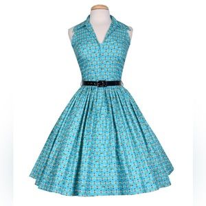 Bernie Dexter Mari Dress Turquoise Bee Print size Medium